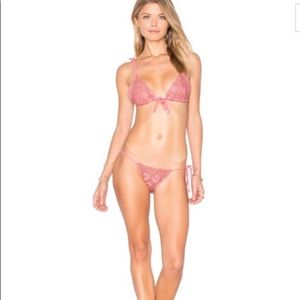 For love and lemons Corsica pink lace bikini set.